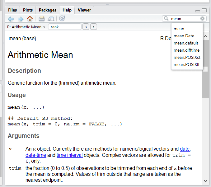 RStudio help interface.